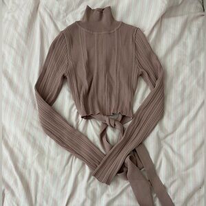 ZARA Dusty Rose Long Sleeve Open Back Top